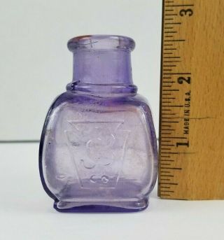 Vtg/antique J C Blair Embossed Letter Amethyst Inkwell Glass Bottle