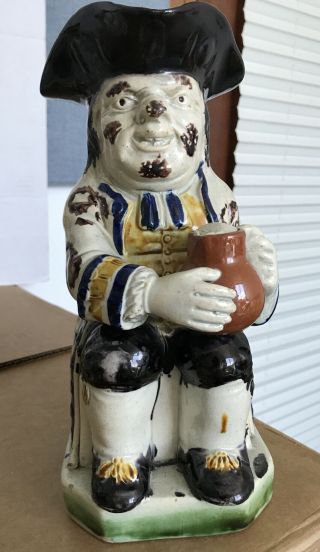 Antique Large Toby Jug Seated Holding Pitcher And Pipe