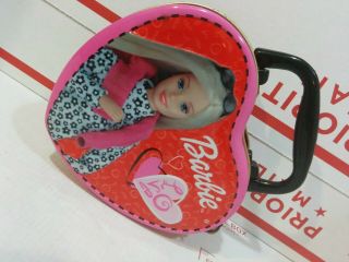 Vintage 2000 Barbie Frankford Candy Empty Metal Tin Heart Shaped Case Lunchbox