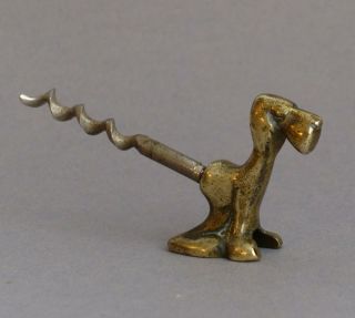 Vintage Art Deco Brass & Iron Dog Corkscrew Novelty Hound Freestanding