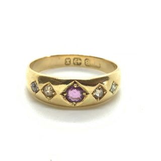 Antique Victorian 18 Ct Gold Ruby And Diamond Ring 257