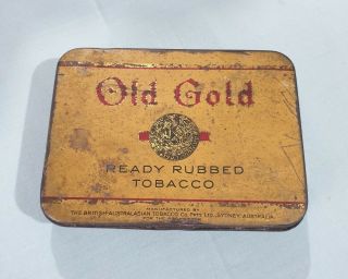 Vintage Old Gold Ready Rubbed Tobacco Smoking Pipe Whiskey Bar Related Tin