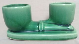 Vintage Pipe Stand - Usa Pottery Green Ceramic - Rare Piece