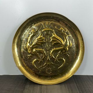 Authentic Ksia Keswick School Industrial Art Brass Tray Dish Dragon Design Rare 2