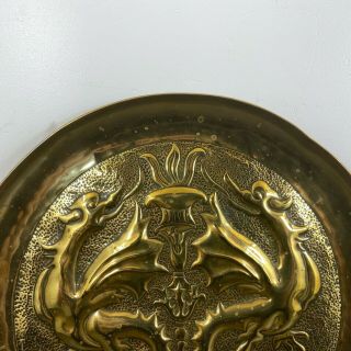 Authentic Ksia Keswick School Industrial Art Brass Tray Dish Dragon Design Rare 3