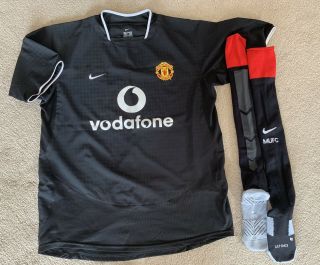 Mens Vintage Man Utd Manchester United Football Shirt Vodafone Black Large