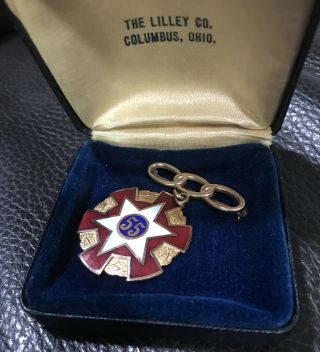 Antique Ioof Odd Fellows 55 Year 10k Gold Pin Badge Fraternal Jewelry Freemason