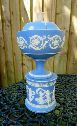 Antique 19thc Adams Jasperware Urn & Cover Pot Pourri Drum Base C1900 - Wedgwood