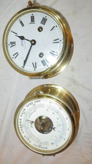 German Schatz Royal Mariner Brass Ships Clock 8 Day Ships Bell & Barometer