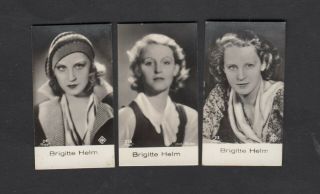 3 Brigitte Helm Film Star,  Vintage 1930s German Cigarette Cards