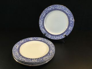 Set 5 Vintage Wood And Sons 10 " Dinner Plates Burlington Blue And White