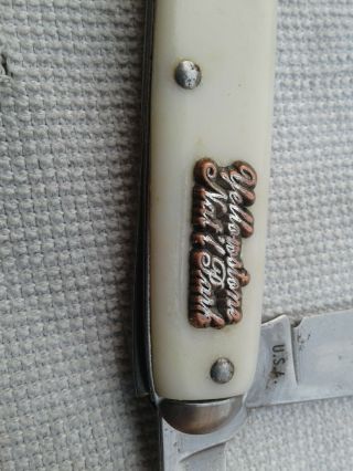 Vintage Pocket Knife Souvenir 2 Blade Yellowstone Park U.  S.  A With Case 3