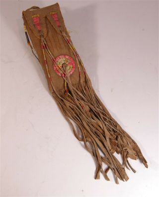 Ca1890s Native American Sioux Or Mandan Indian Bead And Quill Decorated Hide Bag