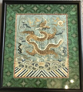 An Antique Chinese silk embroidery Dragon panel - A & Fine Work Of Art 2