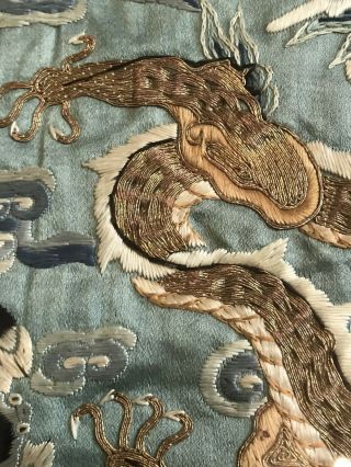 An Antique Chinese silk embroidery Dragon panel - A & Fine Work Of Art 3