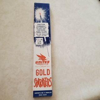 Vintage United Gold Sparklers Nos Box Of 8 United Fireworks