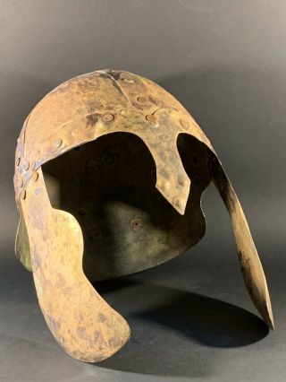 Ancient Roman Iron Military Helmet Complete W/ Intact Cheek Plates Ca 100 - 400 Ad