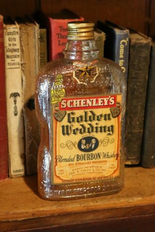 Vintage Carnival Glass Whiskey Bottle Schenley 