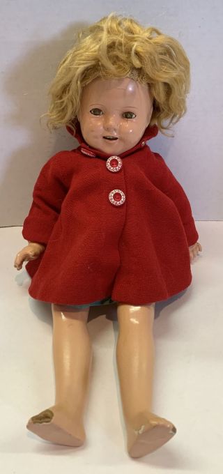 Vtg Ideal Shirley Temple Doll 18 " Composition Head Mohair Need Repairs