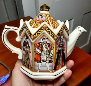 Vintage Sadler England Teapot 4440 King Henry Viii And His 6 Wives Historical