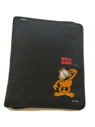 Vintage 80s Garfield Mead Binder Zipper Embroidered Black Well Duh ©paws