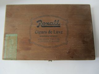 Vintage Rexall Wood Finger Joints Cigar Box Cigars De Luxe