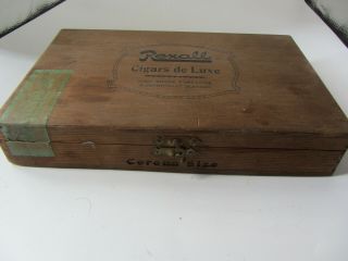 Vintage Rexall Wood Finger Joints Cigar Box Cigars de Luxe 2