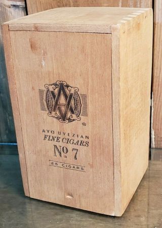 Vintage Avo Uvezian Cigar Box Avo No.  7.  Handmade Dovetail Empty Wood Box,