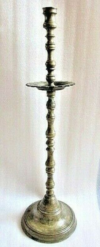 Antique Dutch Bronze Large Candlestick