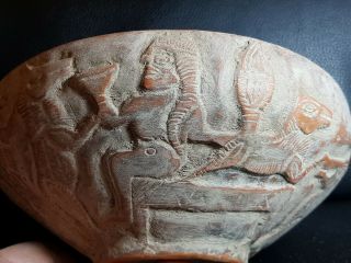 Neareastern Very Old Rare Attractive Historical Terracotta Relief Bowl