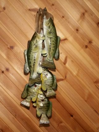 Largemouth Bass Wood Carving Sunfish Fish Taxidermy Vintage Lure Casey Edwards