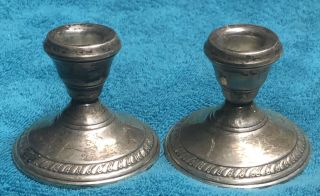 Vintage 2 Sterling Silver Weighted Candle Stick Holders 15.  1 Oz