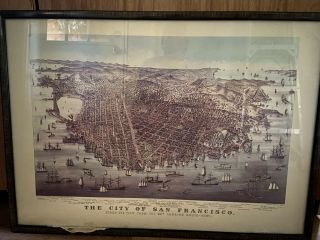 Antique San Francisco Print Birdseye View Of The Bay Looking Southwest