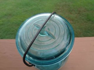 Vintage Atlas E Z Seal Quart Cornflower Blue Mason Jar Wire Bail Glass Lid 6 3