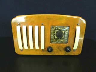 Vintage Art Deco Emerson Old Antique Swirled Green Catalin Bakelite Tube Radio