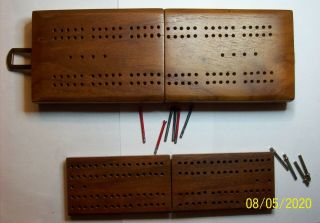 2 Vintage Folding Cribbage Boards With Pegs