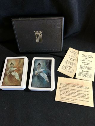 Vintage Kem Plastic Bird Playing Cards With Case/deck Of Two 2