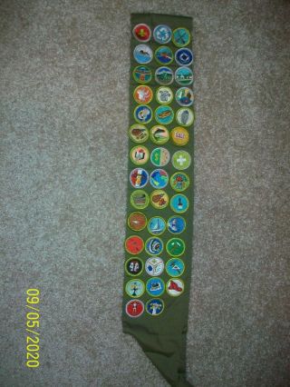 Vintage Bsa Boy Scout Sash With 41 Merit Badges