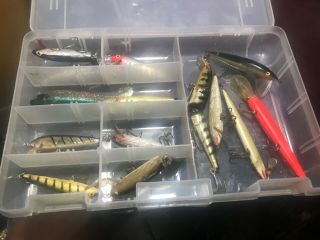 Plano Box Containing 14 Assorted Vintage Fishing Lures