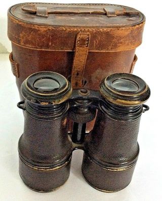 Vintage Ww1? Military Binoculars In Dolland & Co Hard Case