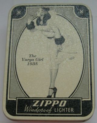 The Varga Girl 1935 Zippo Tin Box Metal Container Empty No Lighter