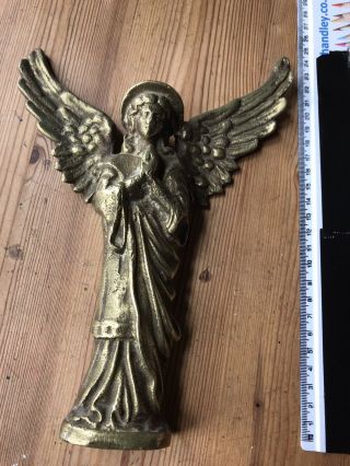 Heavy Vintage Brass Angel Antique Very Old Praying Angel
