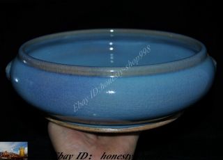 Chinese Dynasty Jun Kiln Porcelain Glaze Text Dish Plate Tray Bowl Salver