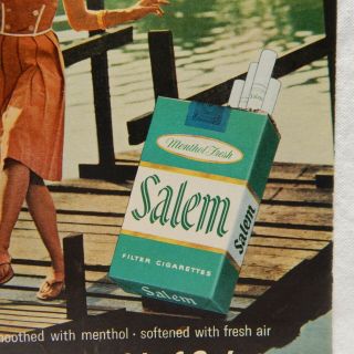 Advertisement Cigarettes,  Salem,  R.  J.  Reynolds Tobacco Co.  1963