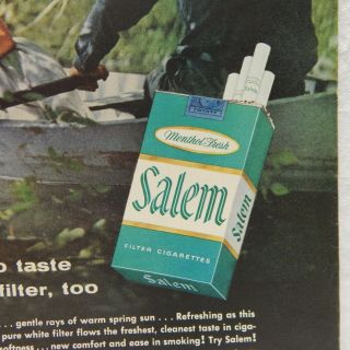 Advertisement Cigarettes,  Salem,  R.  J.  Reynolds Tobacco Co.  1958