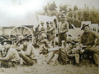 Vtg Rppc Pre Wwi Ww1 Us Photo Postcard Soldiers Eating Food 4th Field Artillery