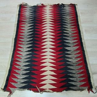 Antique Hand Woven Navajo Eye Dazzler Rug Blanket 62 X 47 Early 20th Century Nr