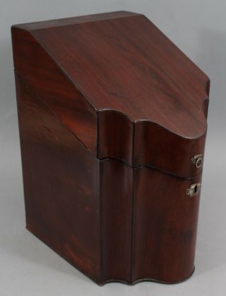 Lrg Antique 18thc English George Iii Figured Mahogany Complete Knife Spoon Box