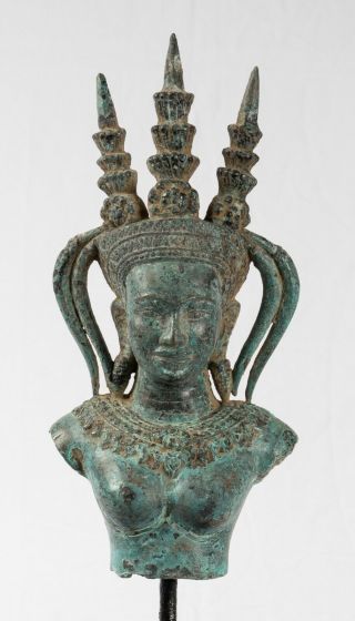 Antique Khmer Style Bronze Angkor Wat Apsara Or Angel Statue - 33cm/13 "