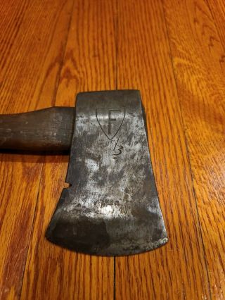 Vintage Camping Hatchet Axe With Nail Puller Letter F Logo 3 1/4 